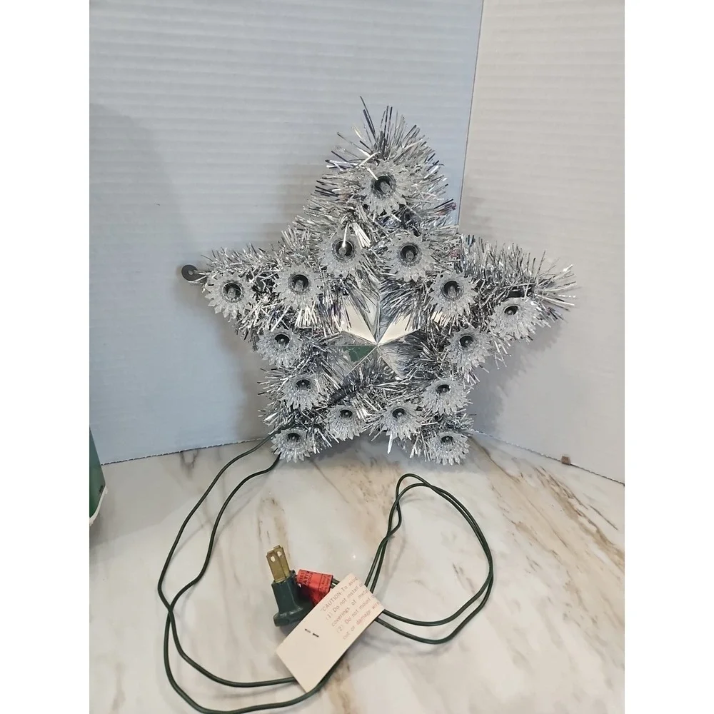 Vintage Mr Christmas 15 Lights Star Tree Top Christmas Tree Topper Silver